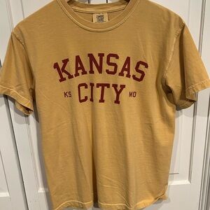 Comfort Colors Mustard Tee with Red Kansas City Print